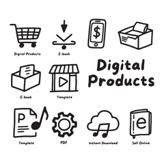Hand-Drawn Digital Products Icons