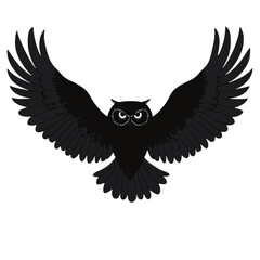 Obraz premium Silhouette of an owl flying with spread wings isolated on transparent background