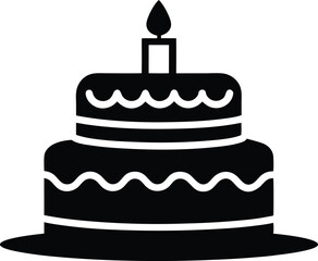 Birthday cake silhouette vector, Cake icon, birthday cake icon vector, Birthday cake line art silhouette vector illustration