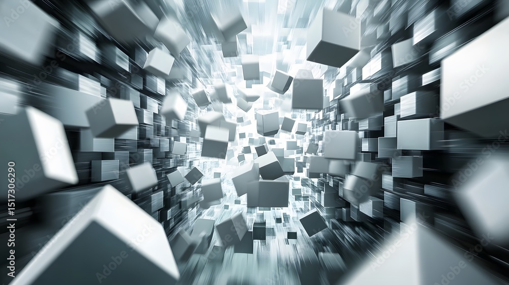 Aufkleber gray cube shapes in a dynamic abstract design.