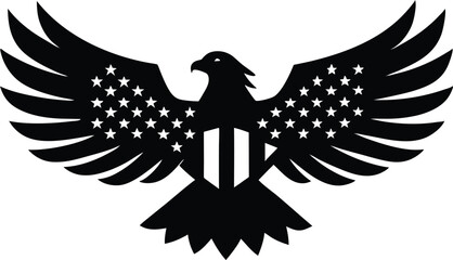 Eagle USA flag silhouette, Eagle With Flag USA silhouette vector illustration