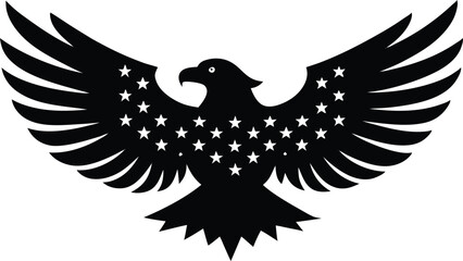 Eagle USA flag silhouette, Eagle With Flag USA silhouette vector illustration