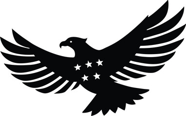 Eagle USA flag silhouette, Eagle With Flag USA silhouette vector illustration