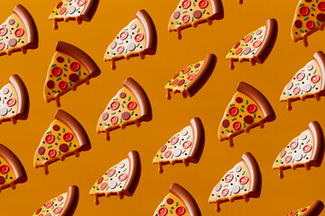  Pattern of pizza slices on seamless orange backdrop