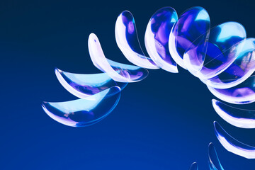  Futuristic abstract spiral made of glowing translucent shapes