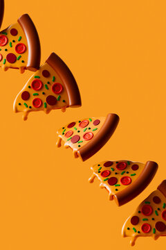  Fun diagonal pizza slice layout on yellow background