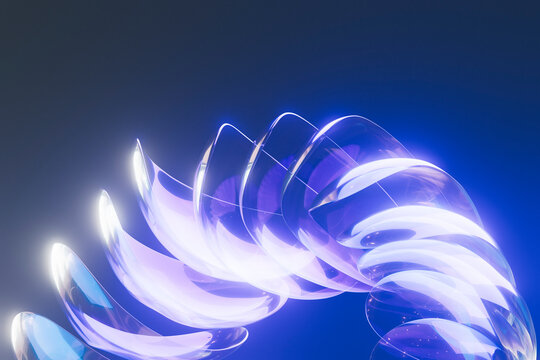  Radiant translucent spiral with light refraction on gradient bl