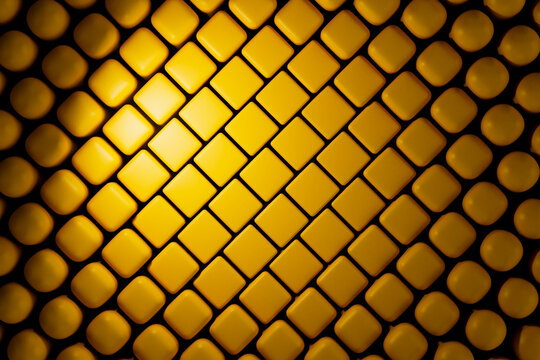  Symmetrical yellow cube pattern with central highlight