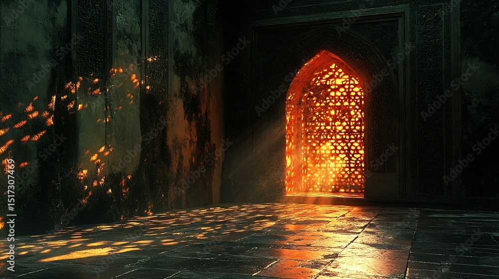 Poster illuminating architecture: a dramatic interplay of light and shadow within
