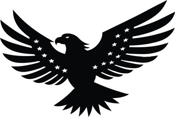 Obraz premium Eagle USA flag silhouette, Eagle With Flag USA silhouette vector illustration