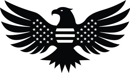 Eagle with USA flag silhouette simple flat vector design