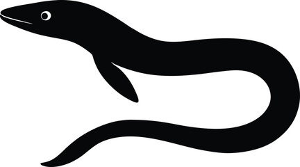 Unagi eel silhouette vector, Eel fish silhouette Vector illustration