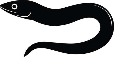 Unagi eel silhouette vector, Eel fish silhouette Vector illustration
