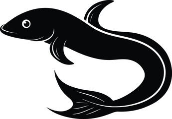Unagi eel silhouette vector, Eel fish silhouette Vector illustration