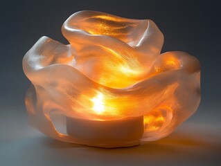Elegant luminous rose candle holder casting a warm inviting glow with soft curves