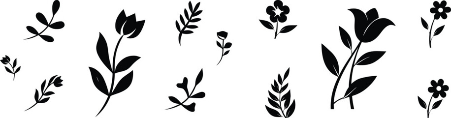 Vector Illustration of Garden Flower Mix Line Art

