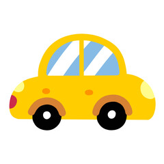 yellow toy car on transparent background