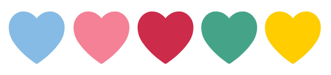 set of colorful hearts icon on transparent background