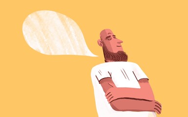 Man with speech babble 