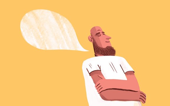 Man with speech babble 