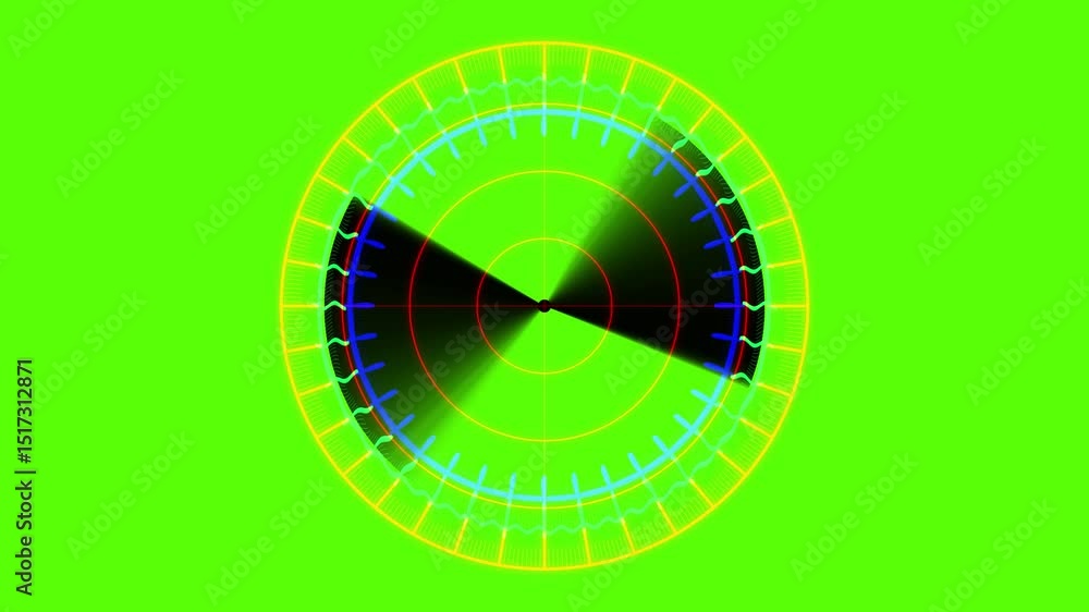 Fototapete hud radar scanning navigation, digital radar with targets on monitor in searching computer concept d