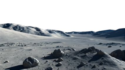 Moon surface landscape isolated on transparent background