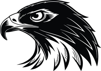 Eagle head vector illustration black and white bird, Falcon head silhouette vector illustration