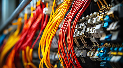 Colorful Cables Connected to Network Switches in a Server Room
