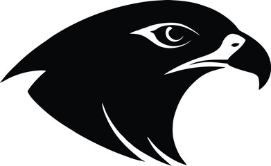Eagle head vector illustration black and white bird, Falcon head silhouette vector illustration