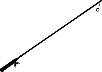 Fishing rod silhouette, Black fishing rod silhouette. vector illustration