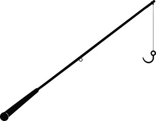 Fishing rod silhouette, Black fishing rod silhouette. vector illustration