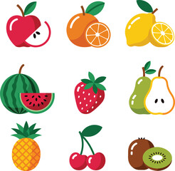 Set of fruits illustration vector