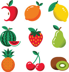 Set of fruits illustration vector