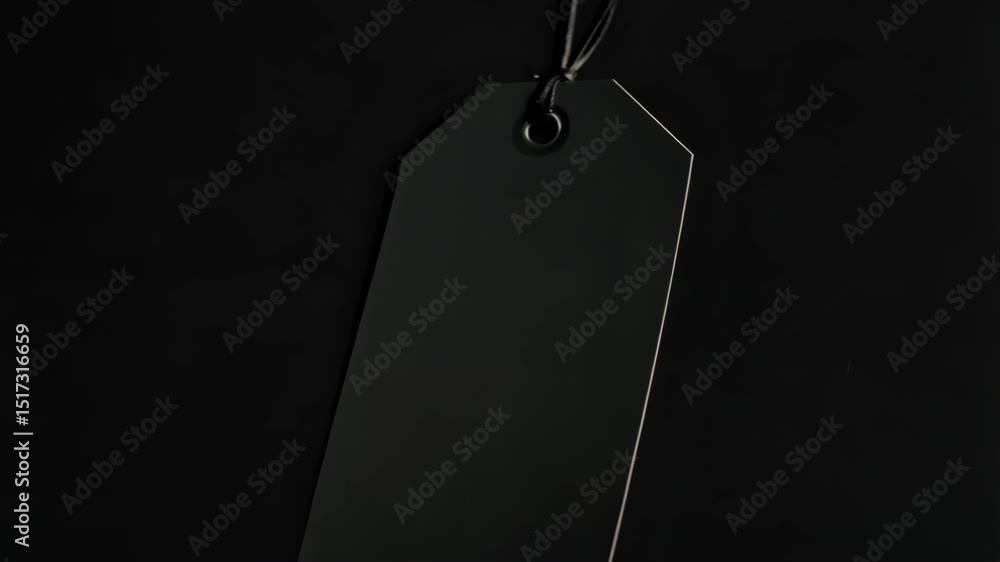 Poster elegant matte black blank tag suspended against a textured background provides space for customized 