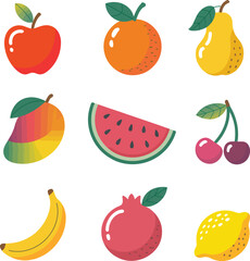 Set of fruits illustration vector