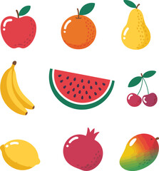 Set of fruits illustration vector
