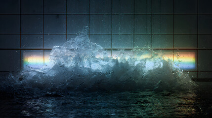 Spectacular Water Fountain Display with Rainbow Refraction