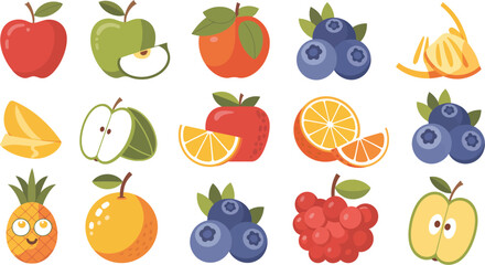 Set of fruits illustration vector