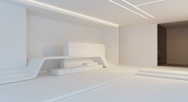 シンプルモダン空間 白い家具 優雅な曲線デザイン