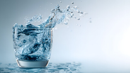 Refreshing Water Splash Crystal Clear Glass of Water