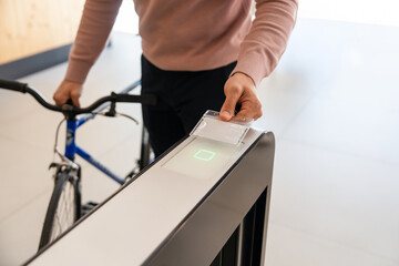 Access control with ID card at a modern barrier