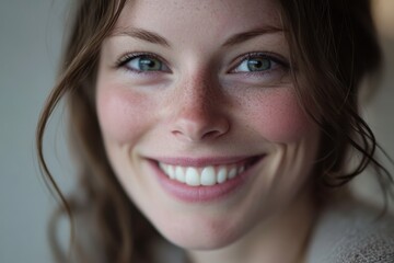 young woman smiling with her teeth seen
