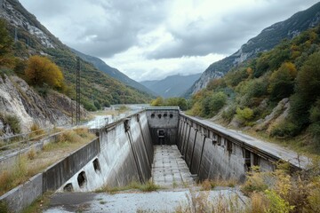 sewer with dam in the mountains