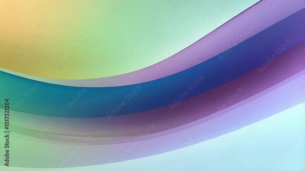 Poster smooth layered gradient curves of blue, green and yellow colors creating a soft and relaxing organic