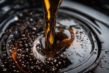 pouring oil into substance