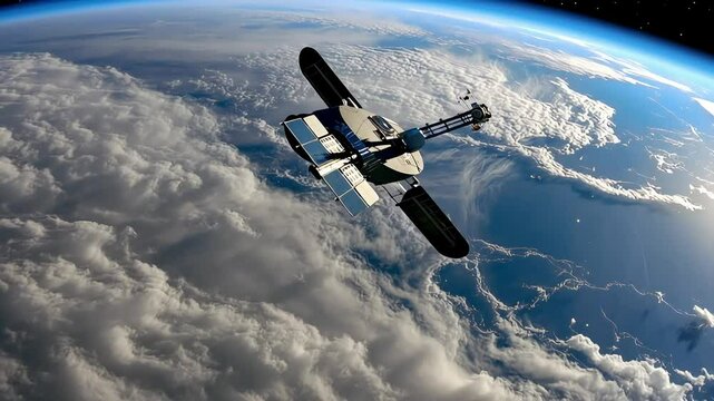 Satellite Orbiting Earth Stunning View from Space