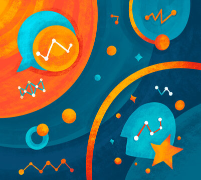 Colorful abstract design representing data and communication trends