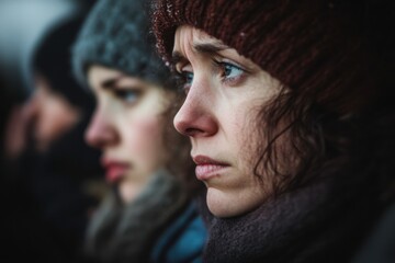 group of women looks worried