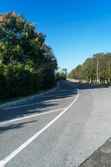 Empty urban road and buildings in the city