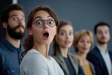 Fototapeta premium group of staff in shock